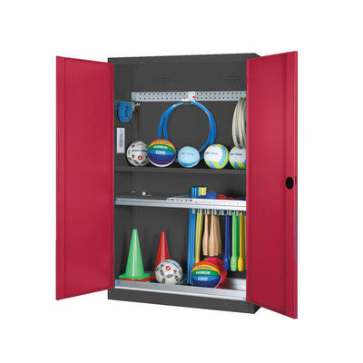 Modul-Sportgeräteschrank Komplettausstattung mit Vollblech-Flügeltüren. HxBxT