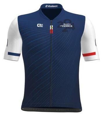 Allez la france alé jersey met korte mouwen - olympisch 2024 - blauw/wit
