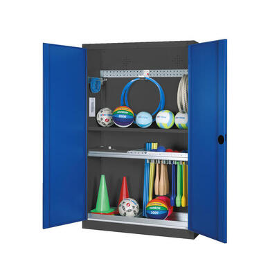Modul-Sportgeräteschrank Komplettausstattung mit Vollblech-Flügeltüren, HxBxT