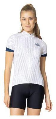 Odlo Essential Maglia donna a manica corta con zip Bianco / Blu