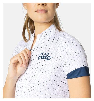 Odlo Essential Maglia donna a manica corta con zip Bianco / Blu 3/4