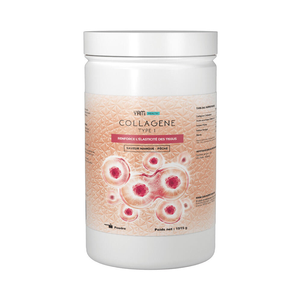 YAM NUTRITION Collageen - Collageen Type 1 (1,8kg) - Mangue Pêche
