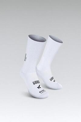 Wielersportsokken hoog zomer unisex maat l/xl - gobik vortex salt wit