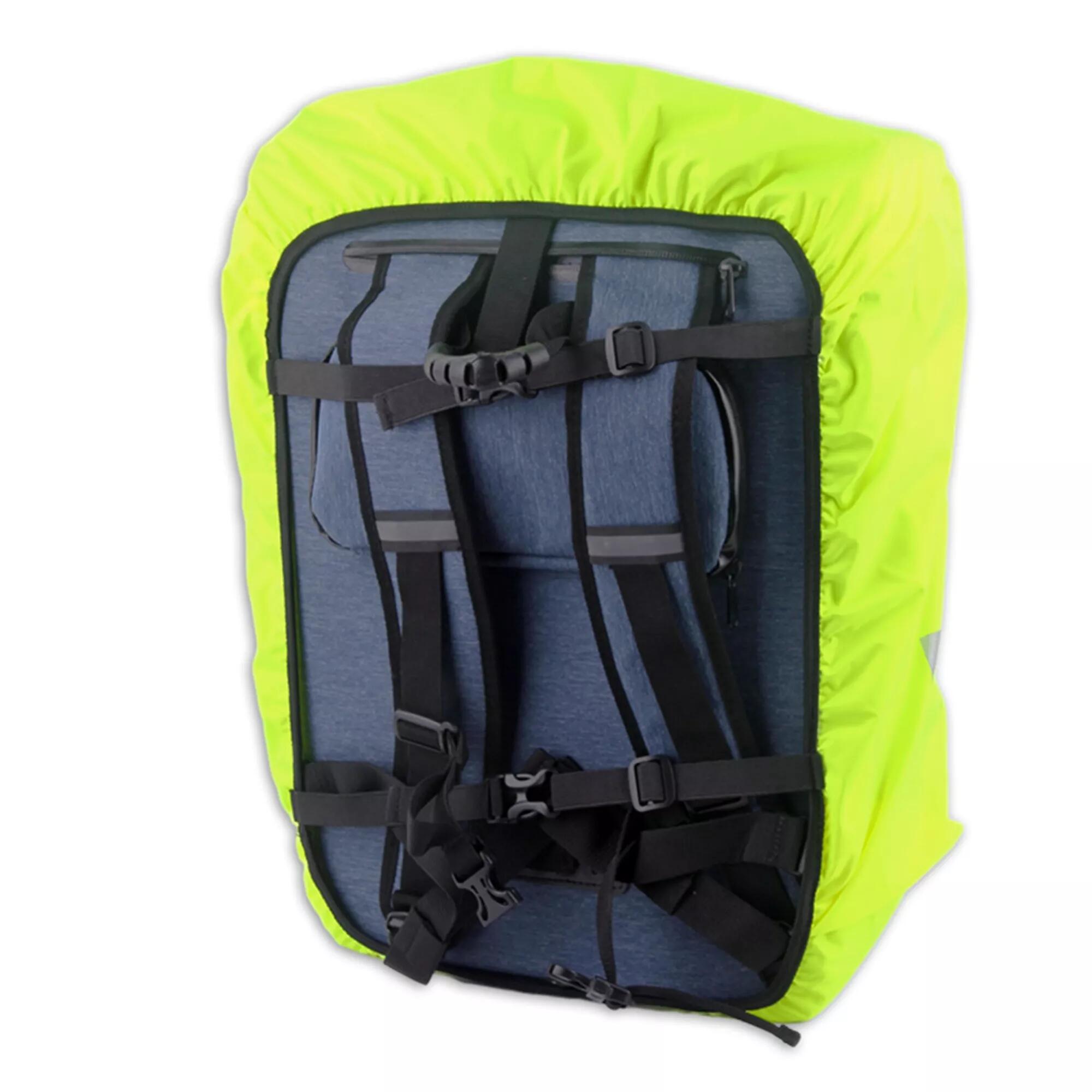 Regenschutz Rucksack Fahrradtasche Wasserdicht Fluo Gelb Reflektierend 2/4