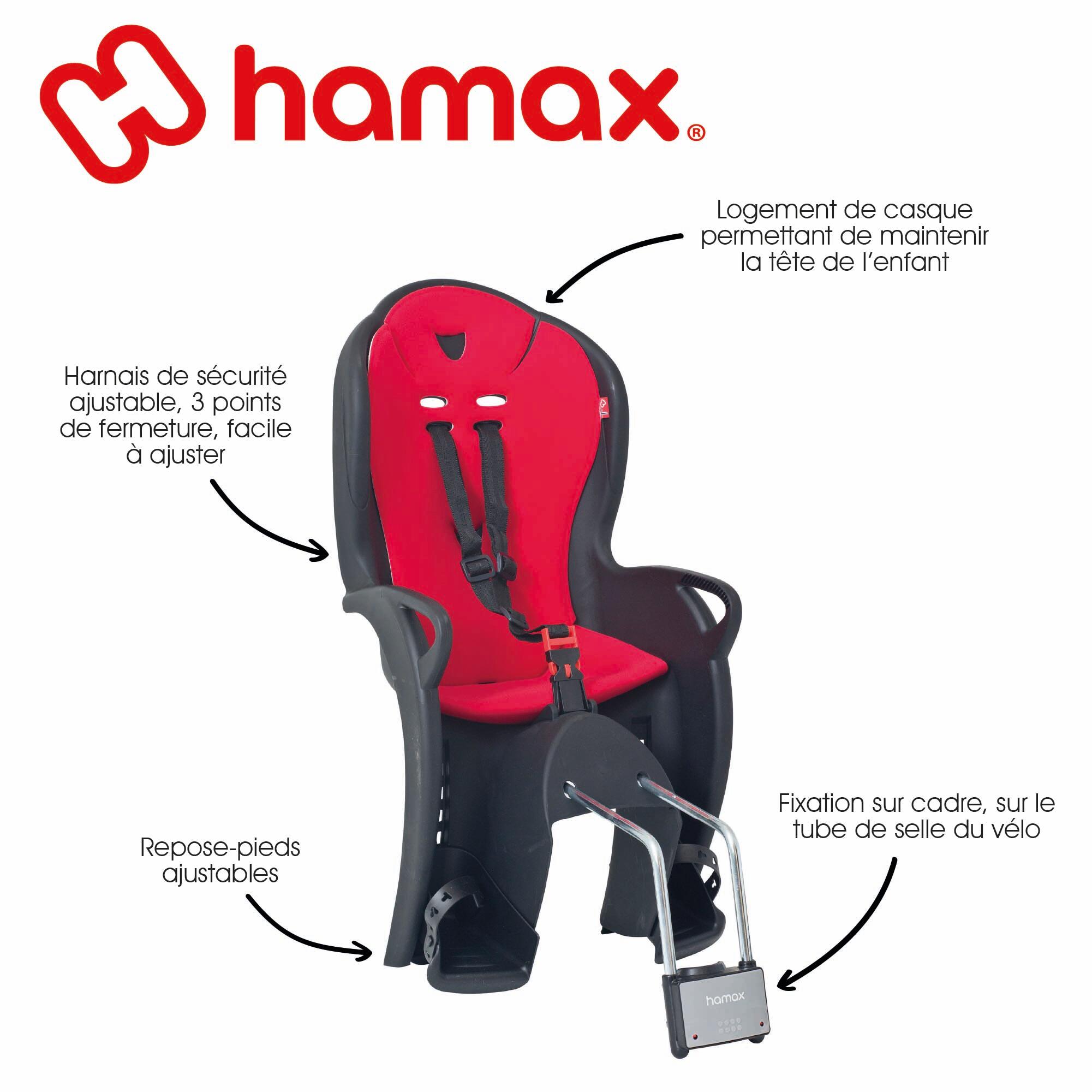 Asiento de bicicleta infantil HAMAX KISS Negro/Rojo 2/6