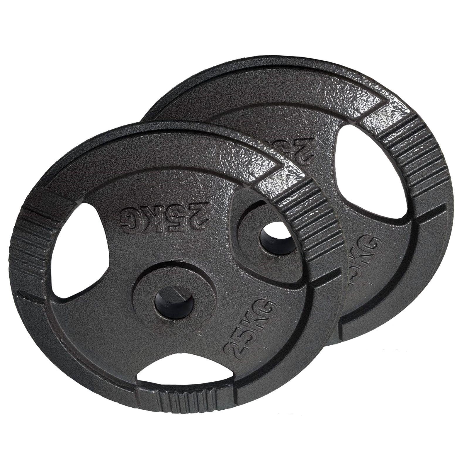 2 Discos de Pesas 25 kg 50 mm de 3 agarres Hierro Fitness 2/3