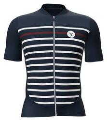 Maillot Manches Courtes LeBram Ventoux Marinière Édition Limitée Bleu Blanc Bord
