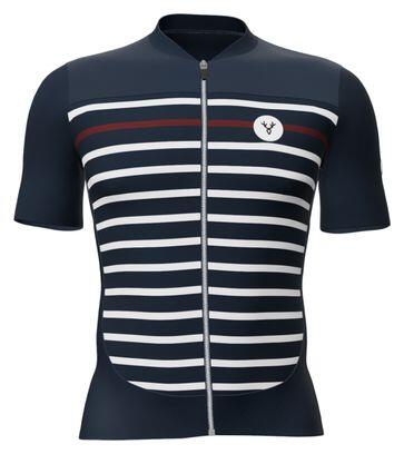 Maillot Manches Courtes LeBram Ventoux Marinière Édition Limitée Bleu Blanc Bord
