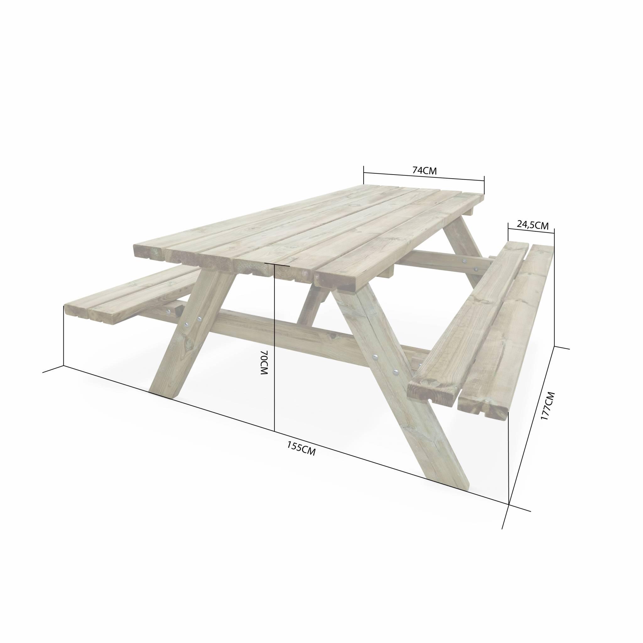 Picknicktisch 180 cm mit klappbaren Holzbänken 6 Plätze Robuster Gartentisch 5/5