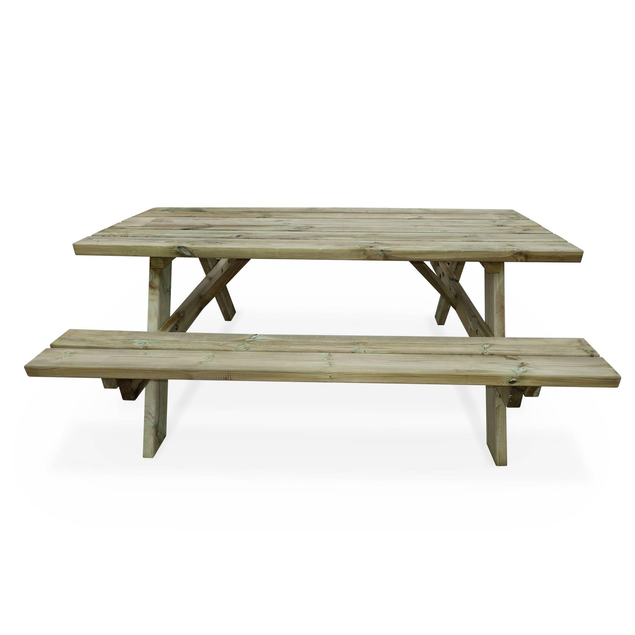Picknicktisch 180 cm mit klappbaren Holzbänken 6 Plätze Robuster Gartentisch 3/5