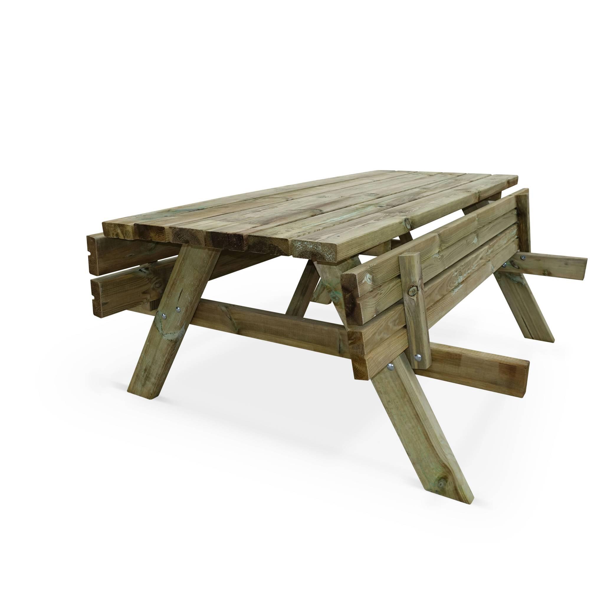 Picknicktisch 180 cm mit klappbaren Holzbänken 6 Plätze Robuster Gartentisch 2/5