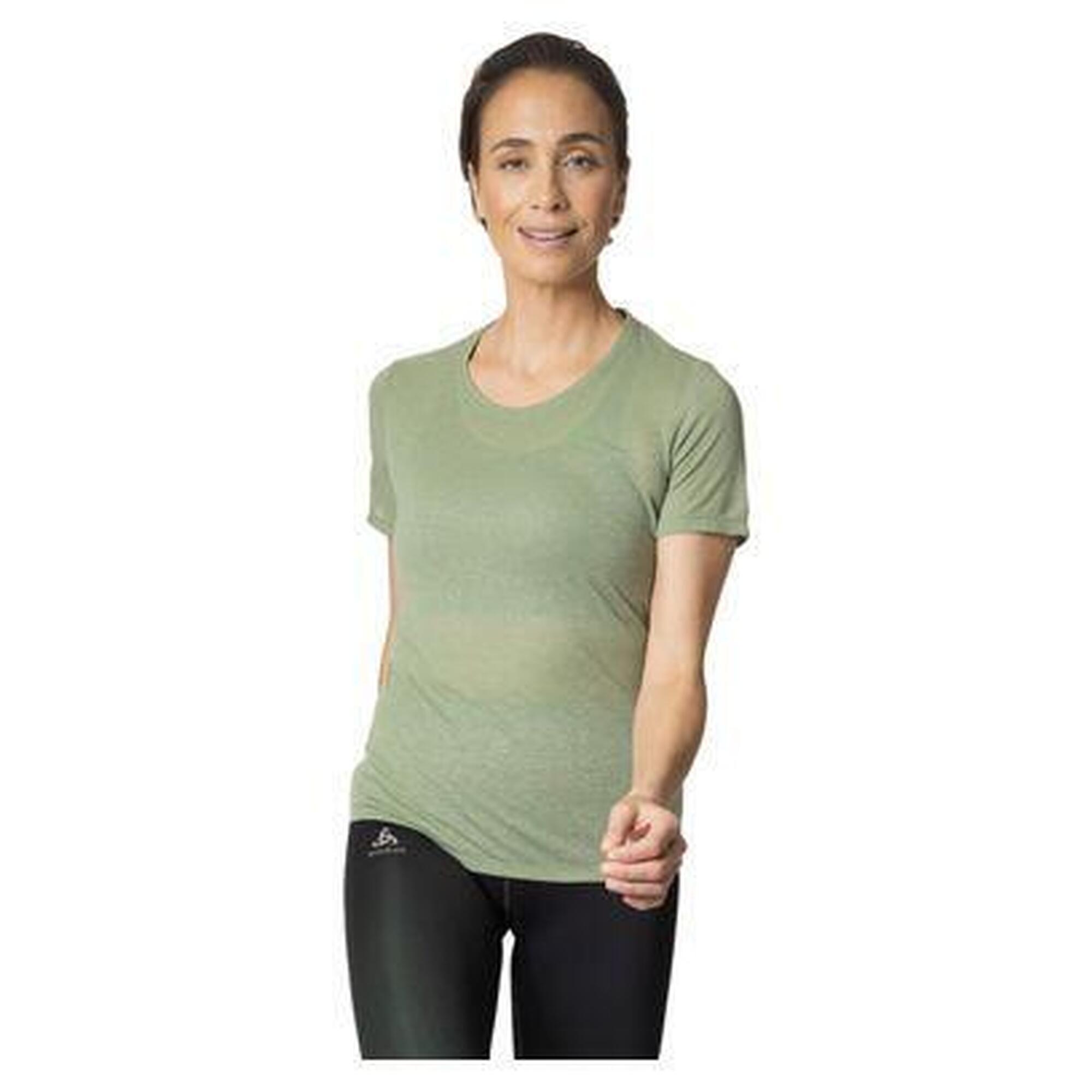 Odlo - Maillot Manches Courtes Odlo Zeroweight Engineer Kaki Femme - Maillot Manches Courtes - Vert - 40 M - Decathlon