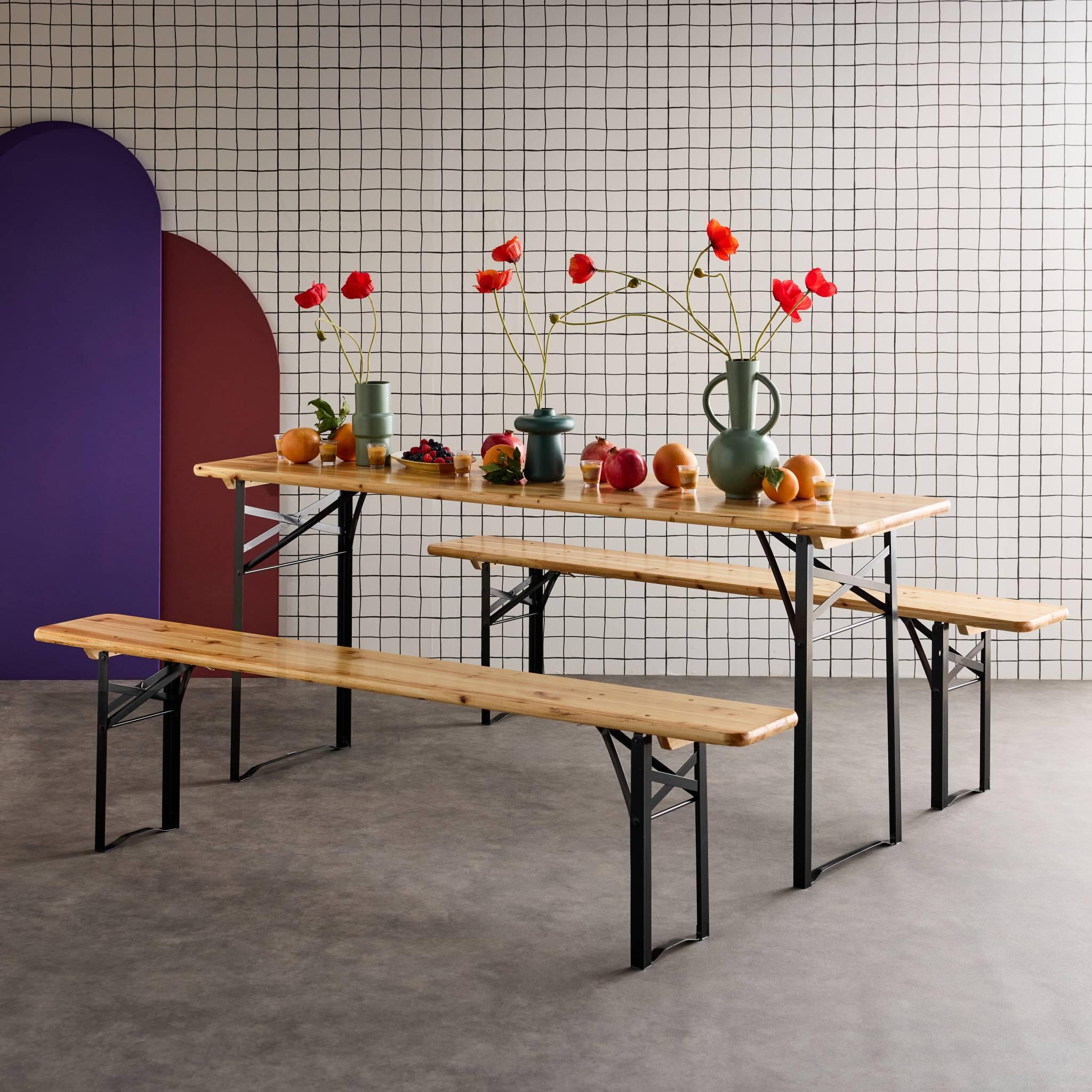 Table en bois 180cm avec 2 bancs pliable, 6 places | sweeek 6/6