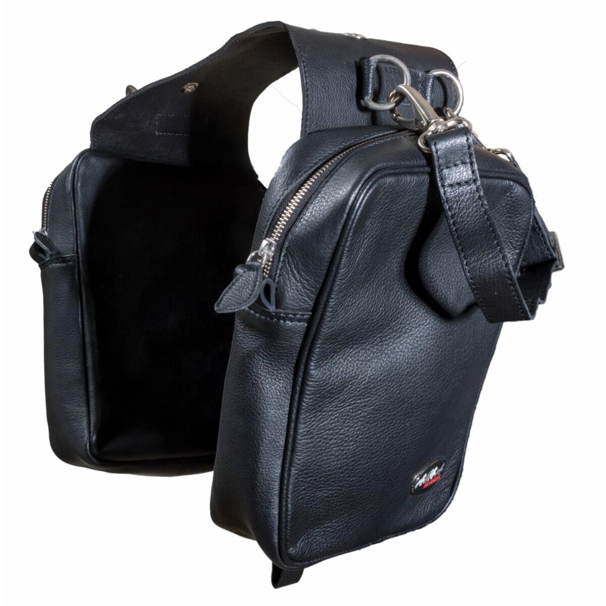 Sac de selle Western Trail en cuir véritable de vachette pour