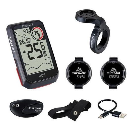 Sigma ROX 4.0 GPS Fahrradcomputer Schwarz Set.