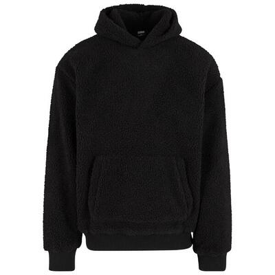 Heren teddy fleece oversized hoodie (zwart)
