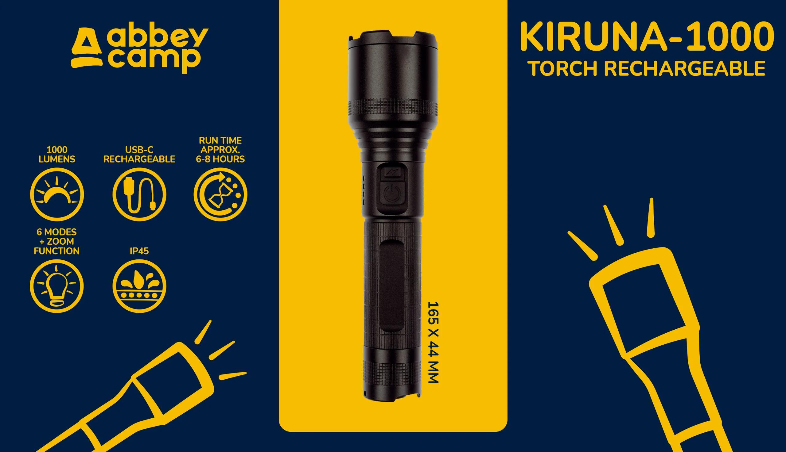 Abbey Camp® Rechargeable Torch Kiruna-1000 3/5