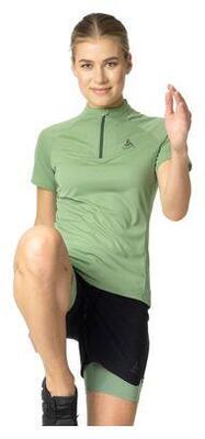 Odlo Essential Kurzarmshirt 1/2 Zip Damen Khaki