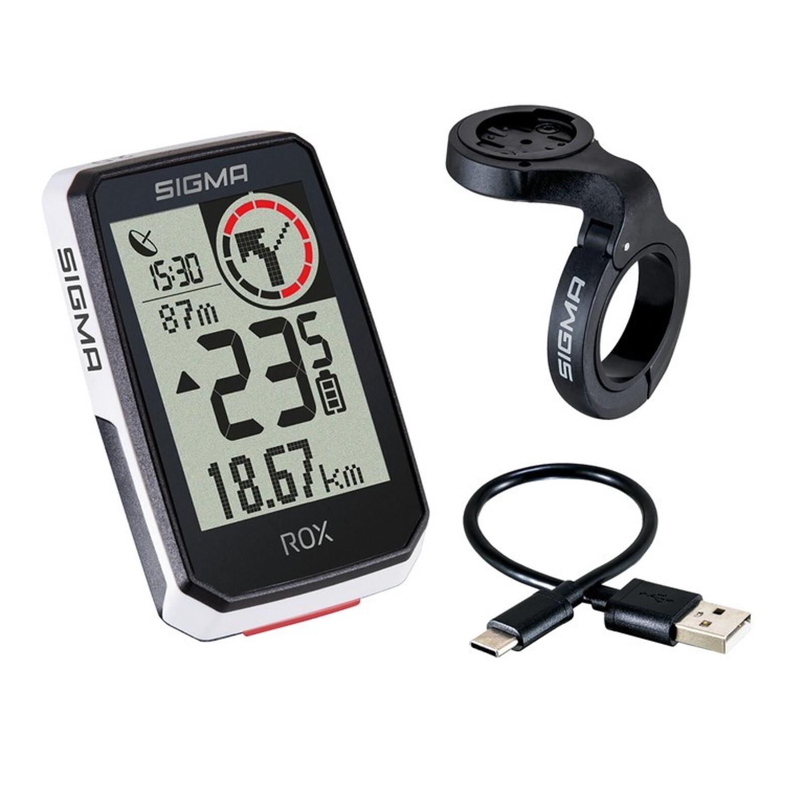 SIGMA SPORT Fietscomputer GPS ROX 2.0 met overclamp butler stuurhouder - wit