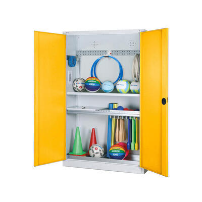 Modul-Sportgeräteschrank Komplettausstattung mit Vollblech-Flügeltüren. HxBxT