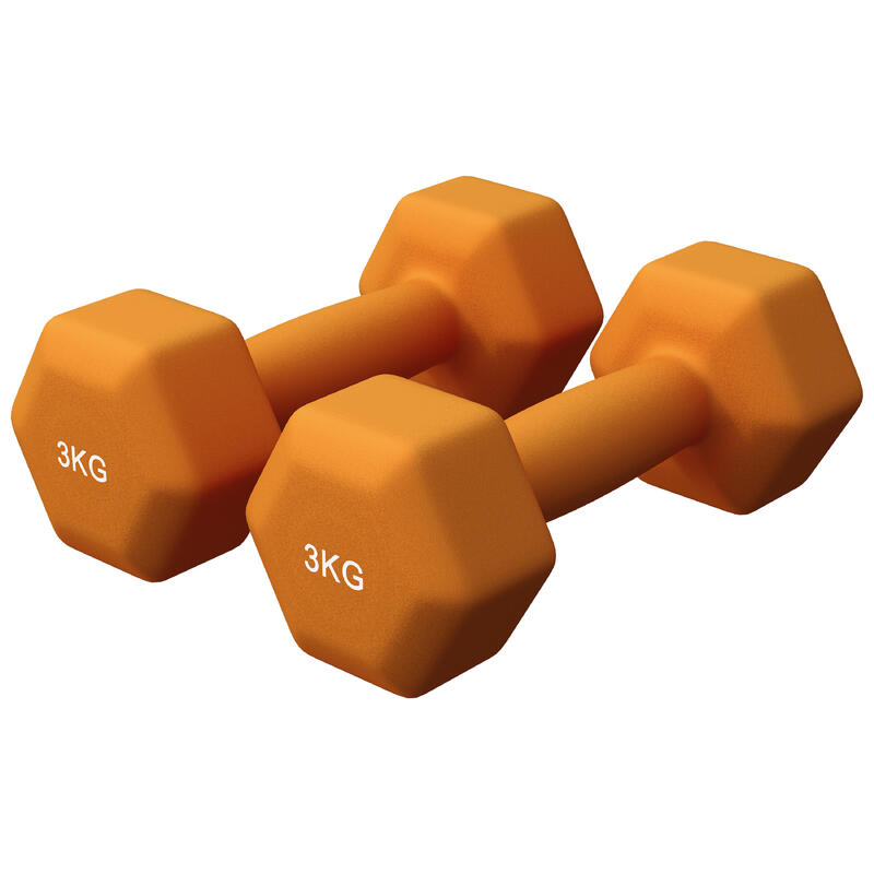 Set de gantere din neopren, 2 x 3 Kg, portocaliu, Gorilla Sports