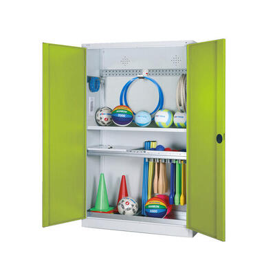 Modul-Sportgeräteschrank Komplettausstattung mit Vollblech-Flügeltüren, HxBxT