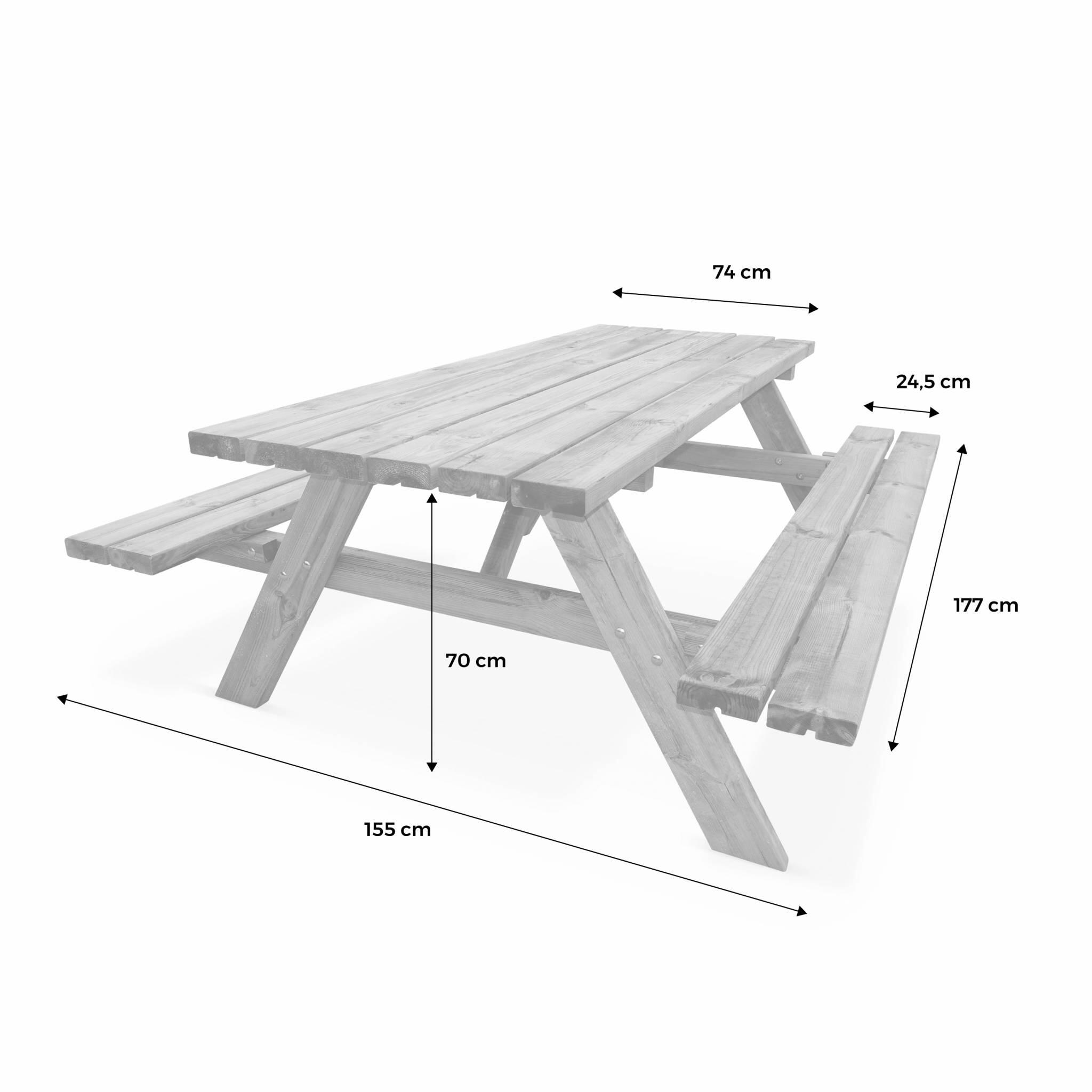 4er-Set Picknicktisch 180 cm mit klappbaren Holzbänken 6 Plätze Robuster 5/5