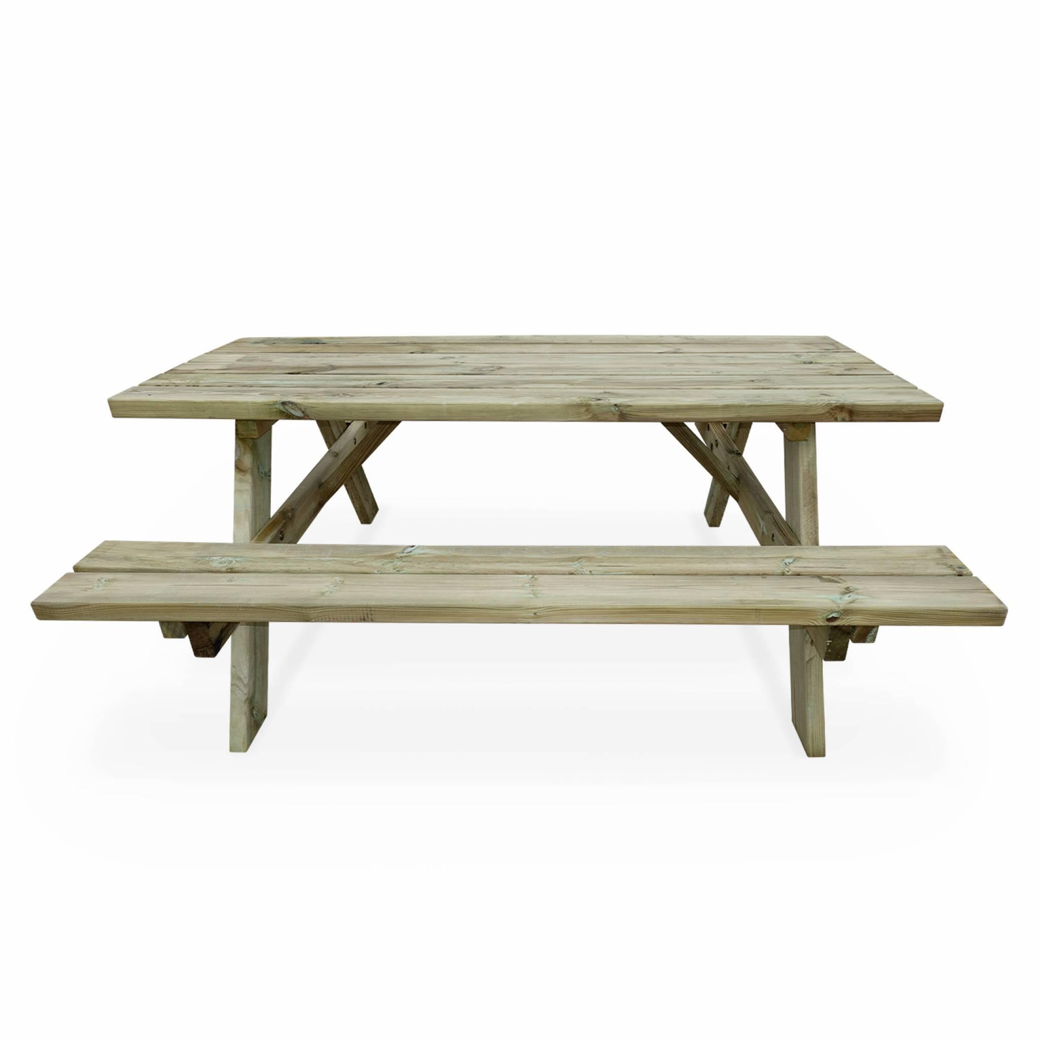 4er-Set Picknicktisch 180 cm mit klappbaren Holzbänken 6 Plätze Robuster 2/5