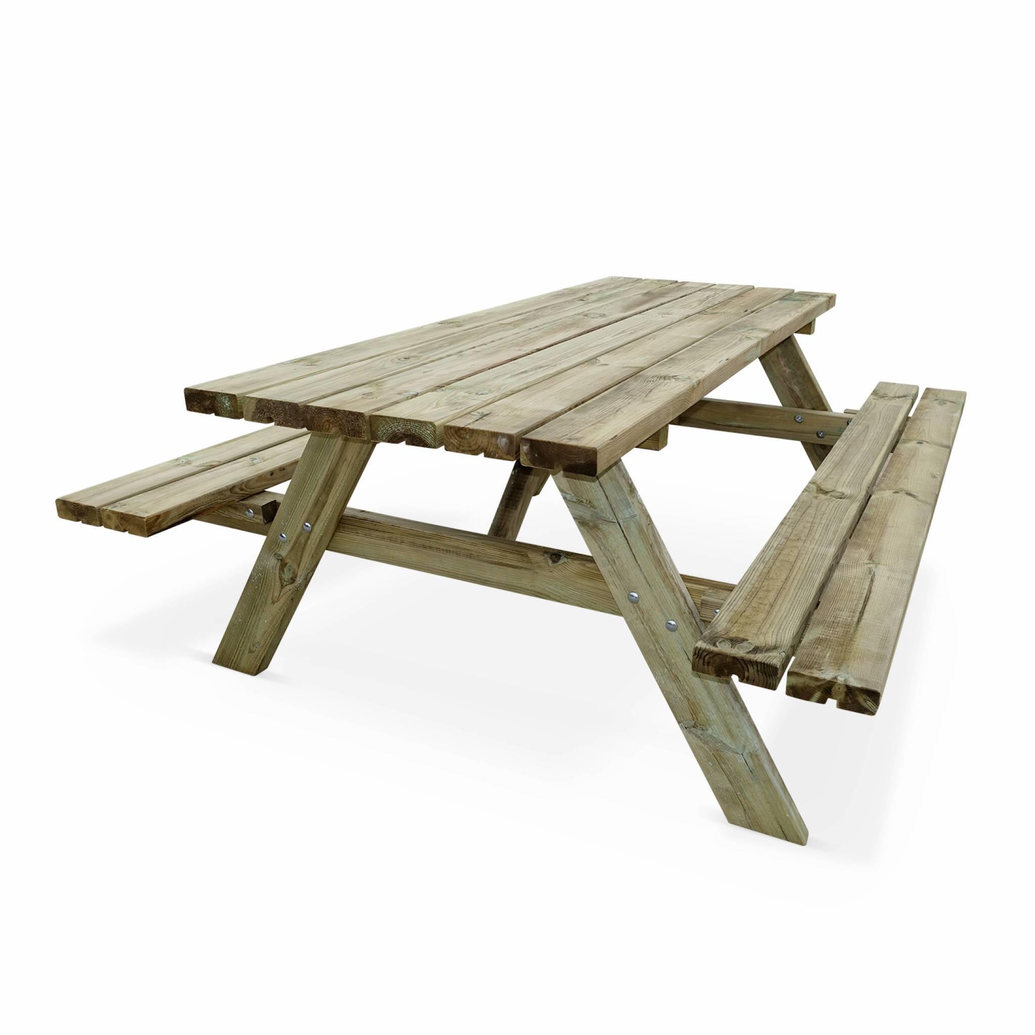 4er-Set Picknicktisch 180 cm mit klappbaren Holzbänken 6 Plätze Robuster 3/5