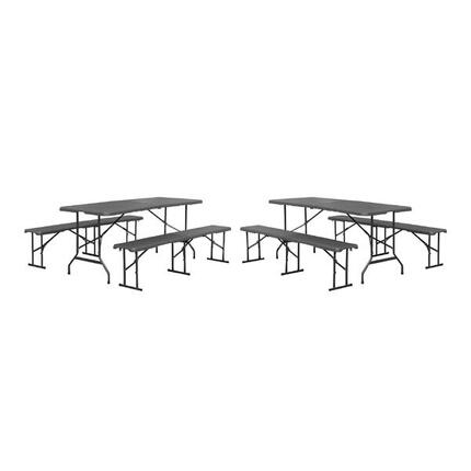 Set van 2 opklapbare receptietafels staal 2 banken Fiesta 180 cm donkergrijs