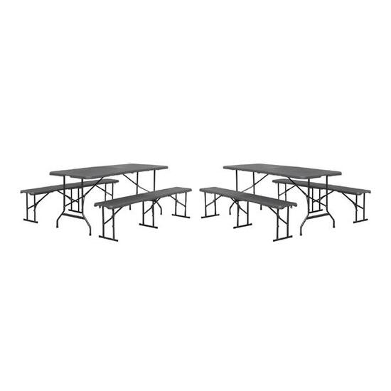 Set van 2 opklapbare receptietafels staal 2 banken Fiesta 180 cm donkergrijs