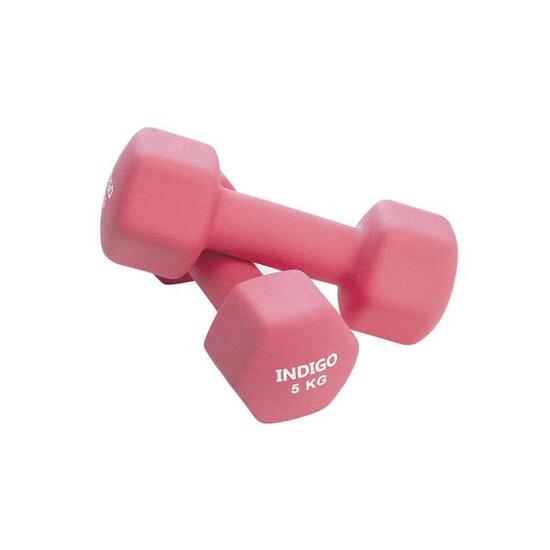 Paire d'Haltères Hexagonaux Fitness en Néoprène INDIGO Rose 5 kg