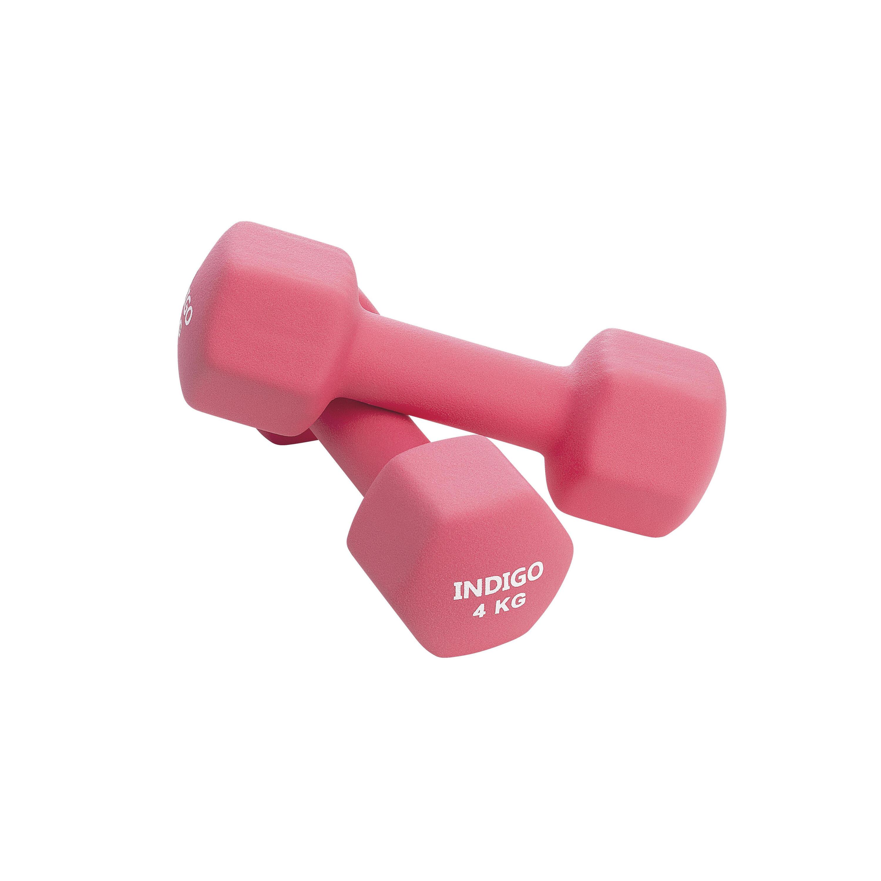 INDIGO SPORTS Mancuernas Hexagonales de Neopreno INDIGO Rosa 4 kg