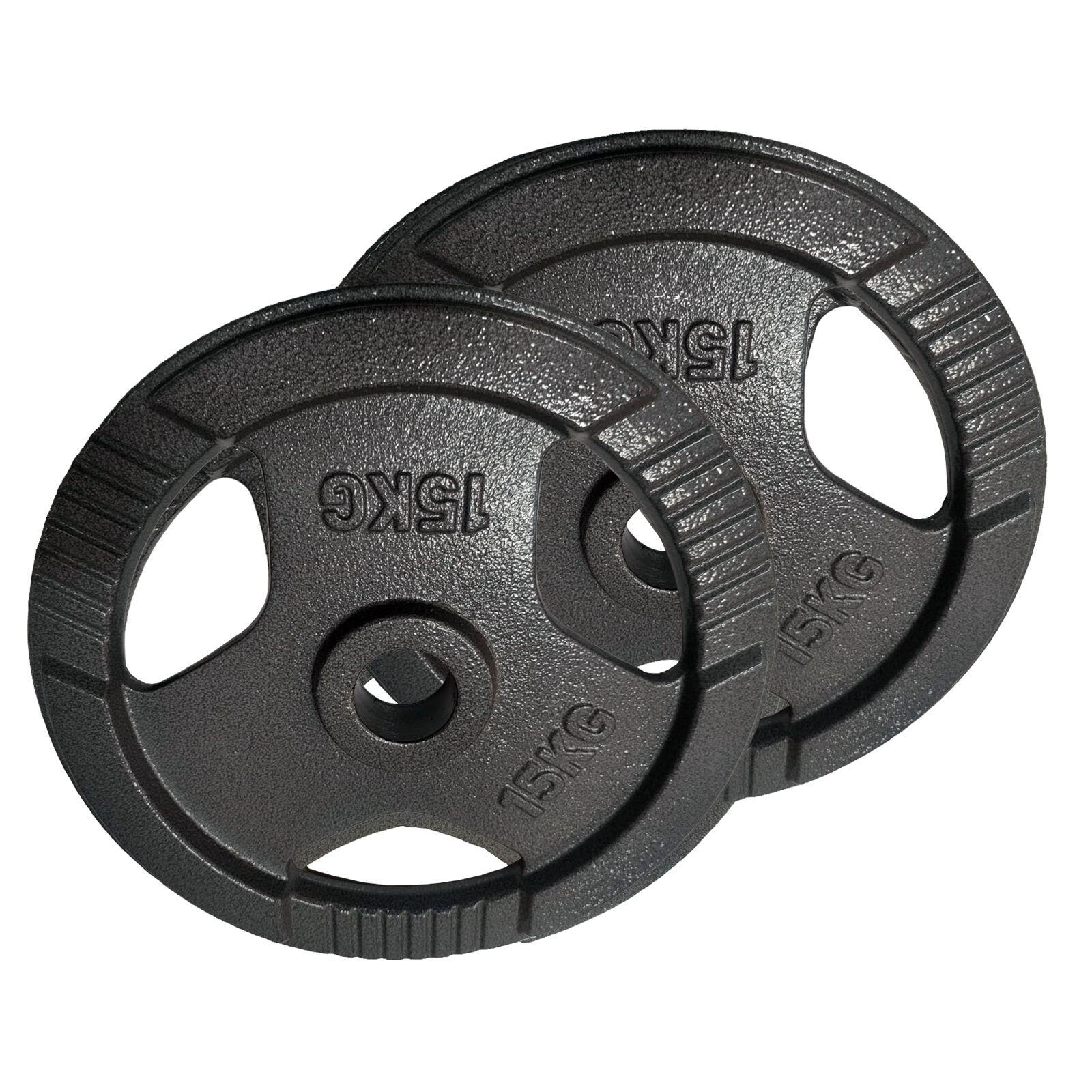 2 Discos de Pesas 15 kg 50 mm de 3 agarres Hierro Fitness 2/3