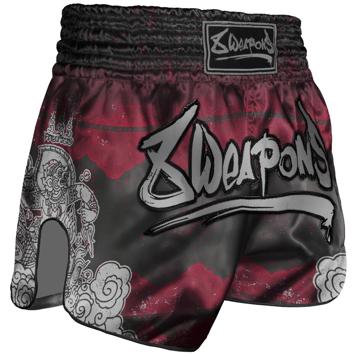 8 WEAPONS Muay Thai Shorts, Hanuman, black-red, S 1/2