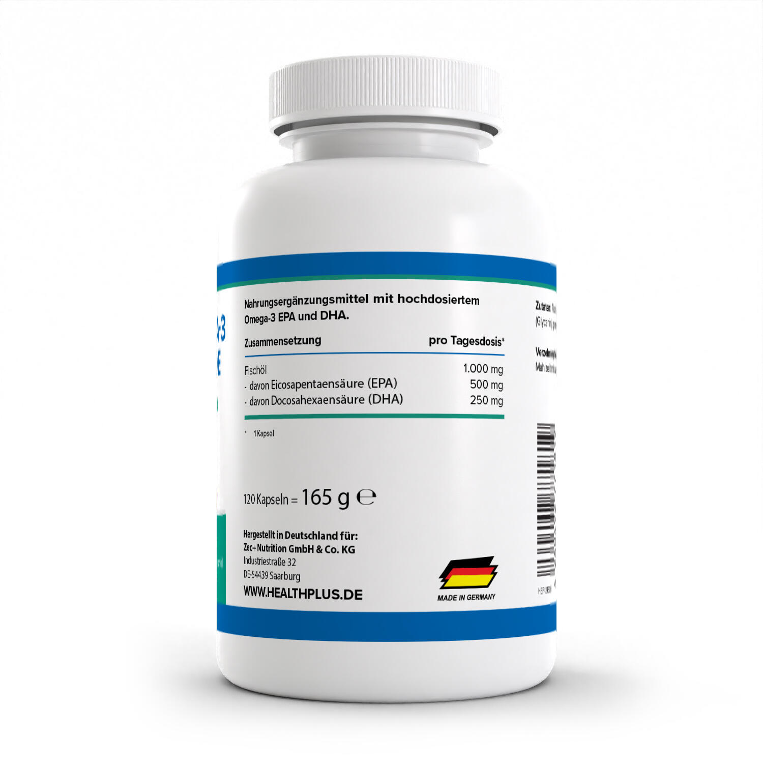 Zec+ Health+ Super Omega 3 Triglyceride (120 Caps) Unflavoured 2/3