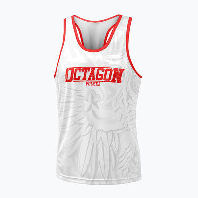 Heren octagon tanktop wit en rood