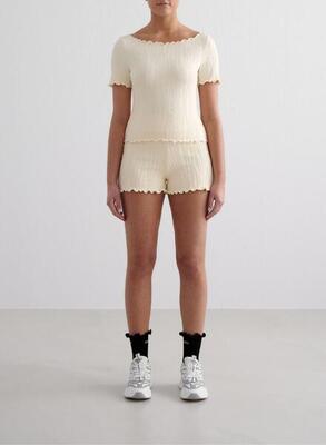 Dames short textuur vochtafvoerend amandel wit