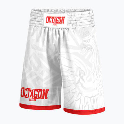 Heren boksshorts octagon polska wit en rood