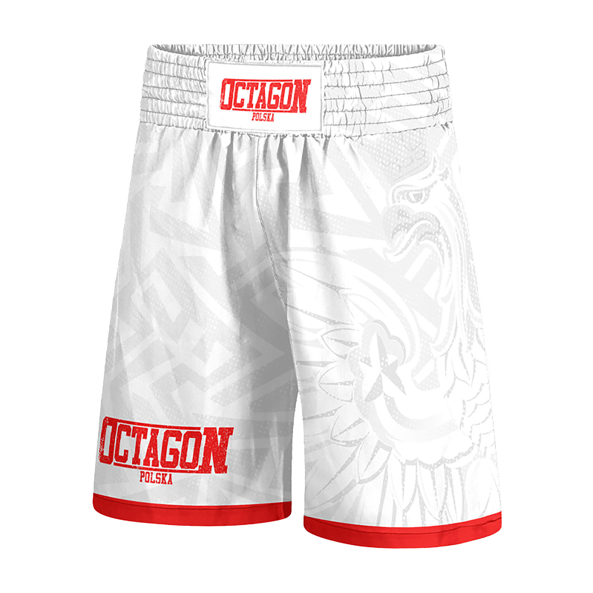 Shorts de boxe masculino Octagon Polska Branco e Vermelho 3/3