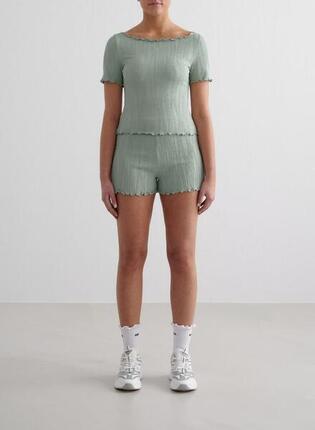 Femme Shorts Texturé Évacuant l'humidité Blanc d'Amande