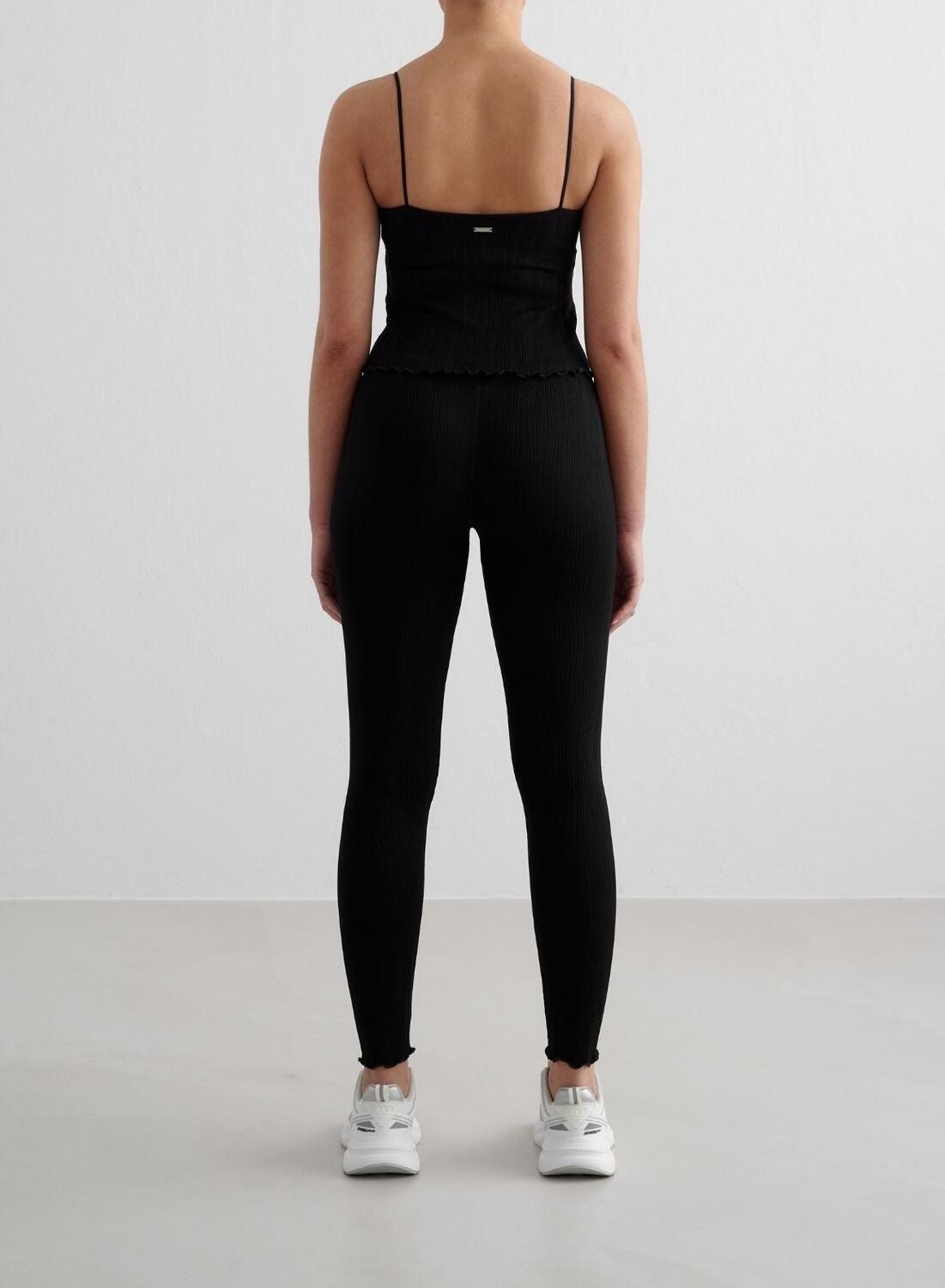 Mujer Mallas Sin Costuras Talle Alto Evacuan la Humedad Tulip Negro 2/7