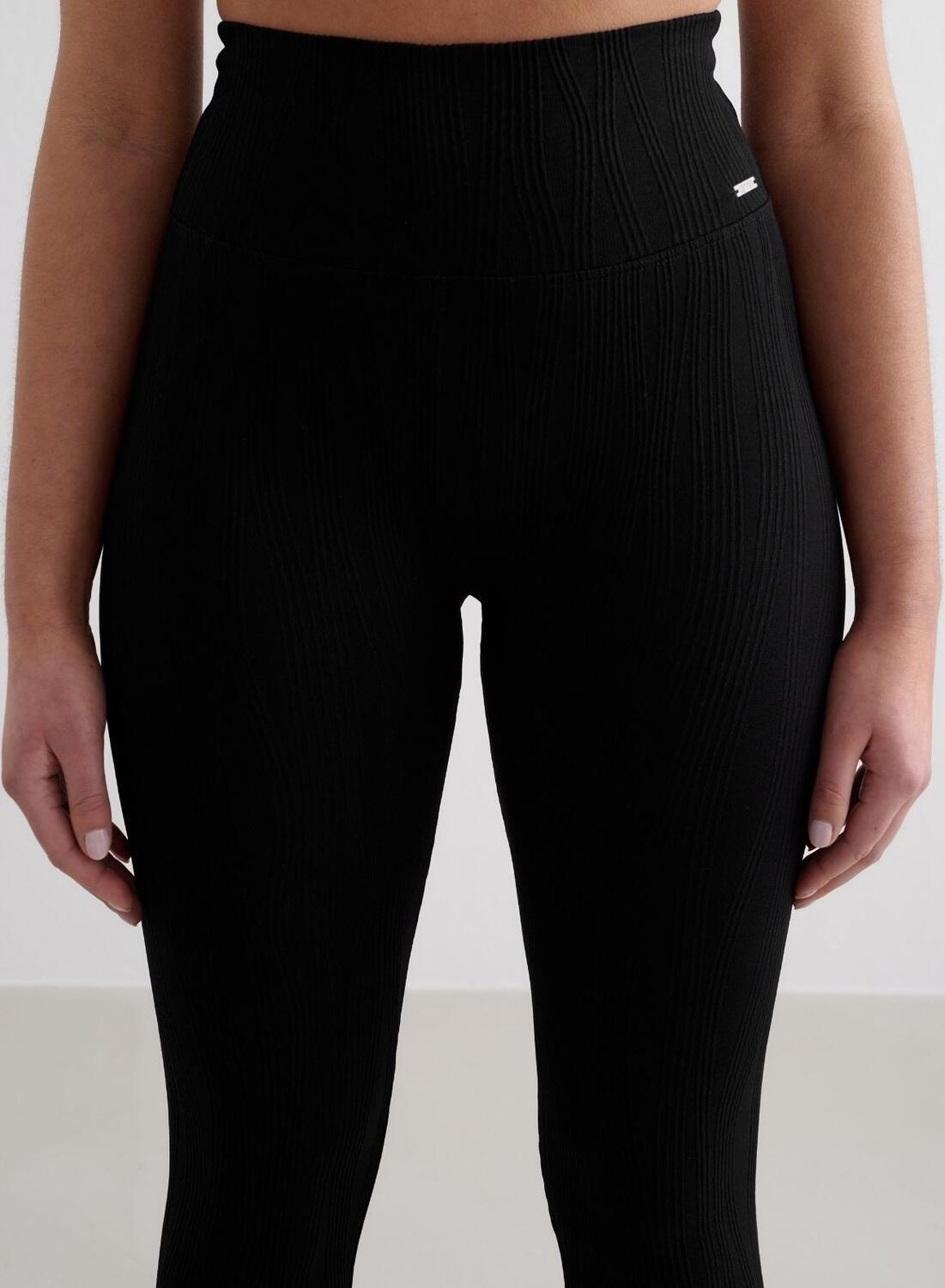 Mujer Mallas Sin Costuras Talle Alto Evacuan la Humedad Tulip Negro 3/7