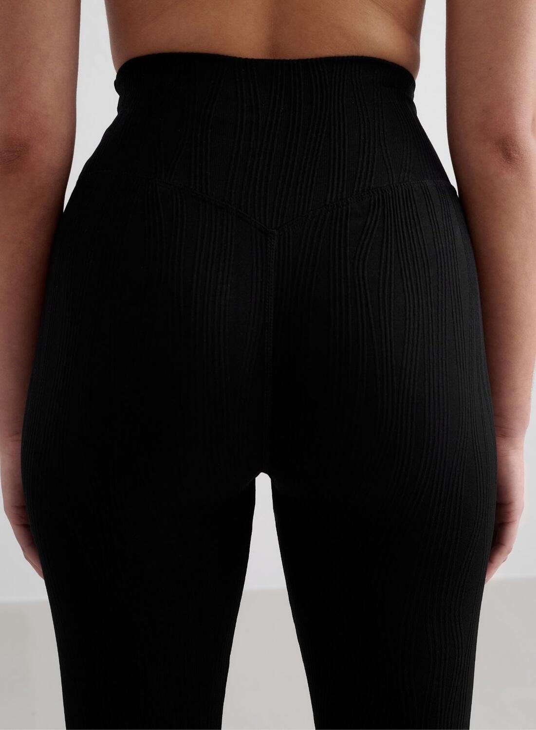 Mujer Mallas Sin Costuras Talle Alto Evacuan la Humedad Tulip Negro 4/7