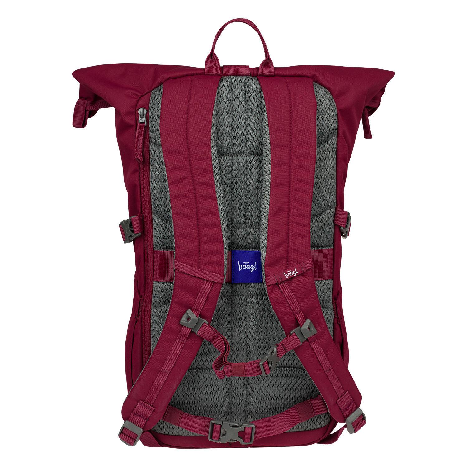 BAAGL Roll-Top-Rucksack Burgundy, 29 L, wasserabweisend, gepolstertes Laptopfach 3/7