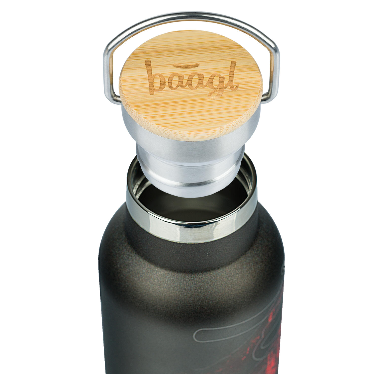 Thermoflasche mit Bambusdeckel Lava, 500 ml 3/6
