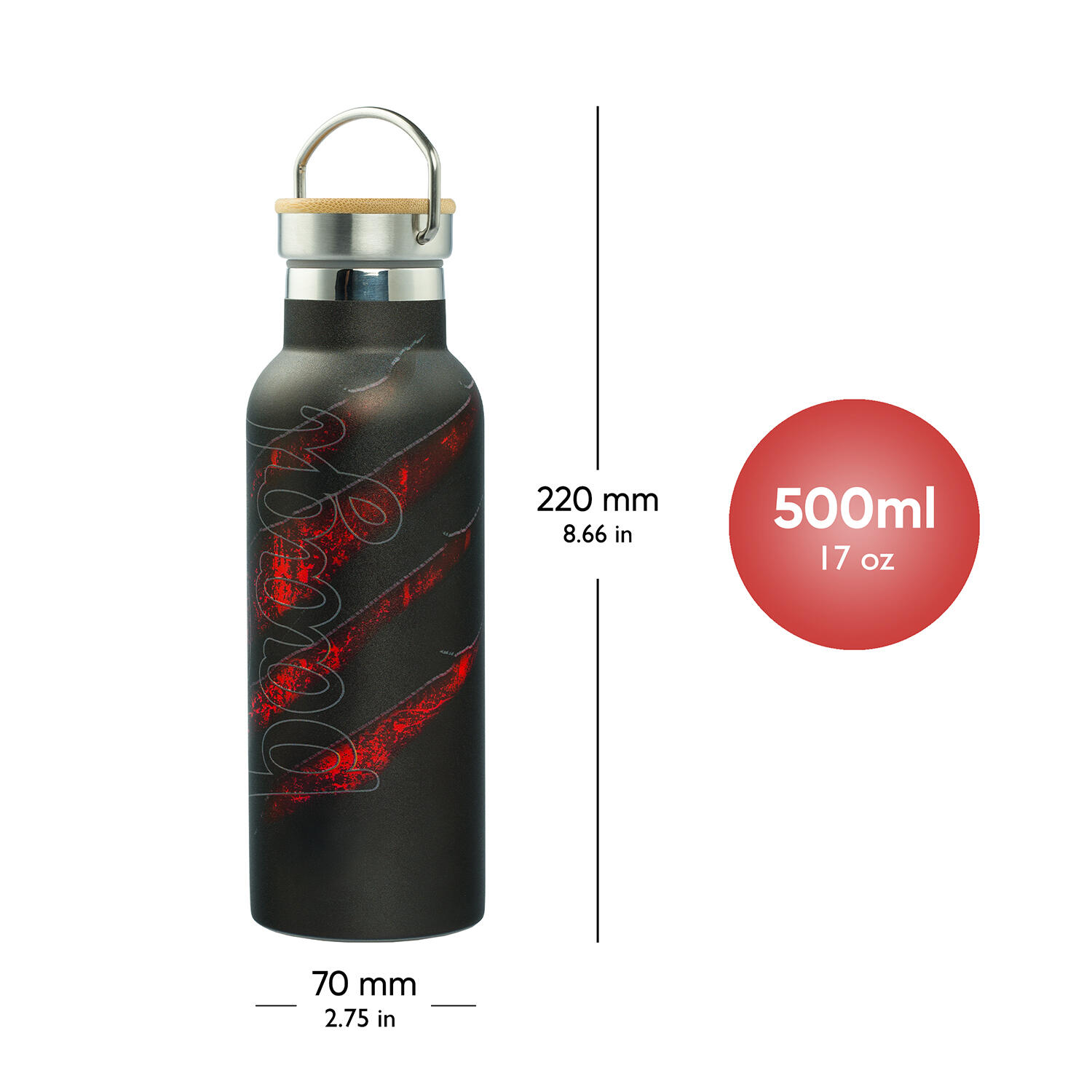 Thermoflasche mit Bambusdeckel Lava, 500 ml 4/6