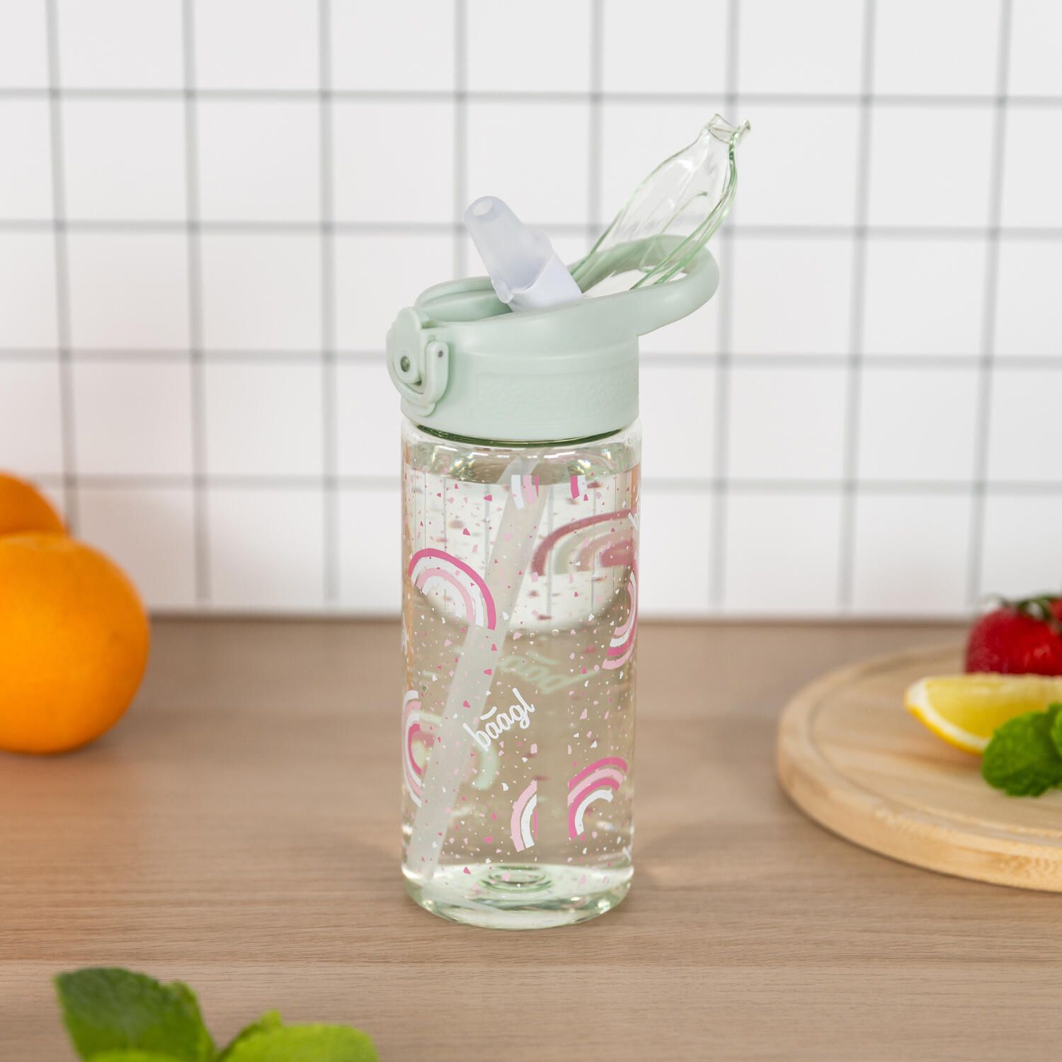 Tritanová láhev na pití s brčkem Duha, 500 ml 6/6