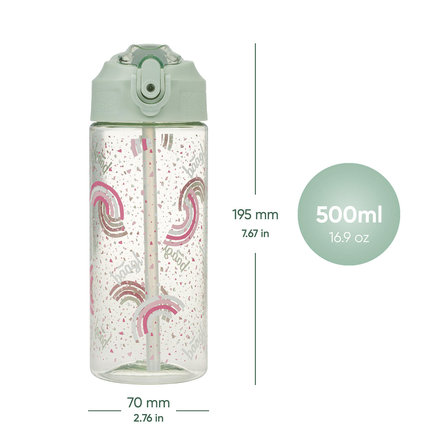 Tritanová láhev na pití s brčkem Duha, 500 ml 5/6