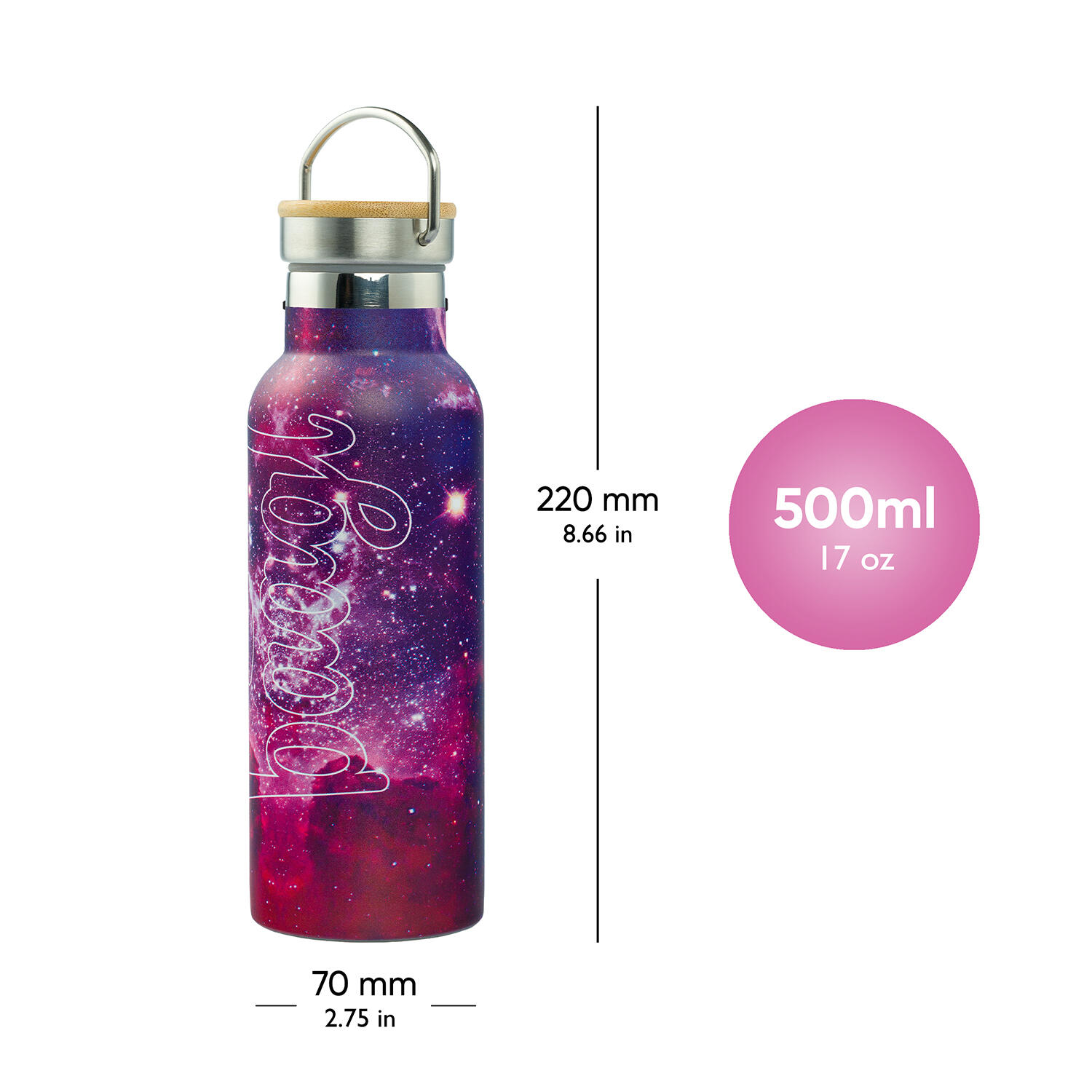 Thermoflasche mit Bambusdeckel Galaxy, 500 ml 4/6